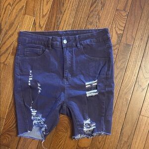 Distressed Denim Shorts